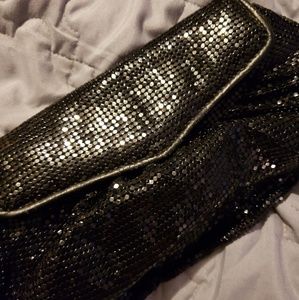 Vintage black metallic mesh evening bag